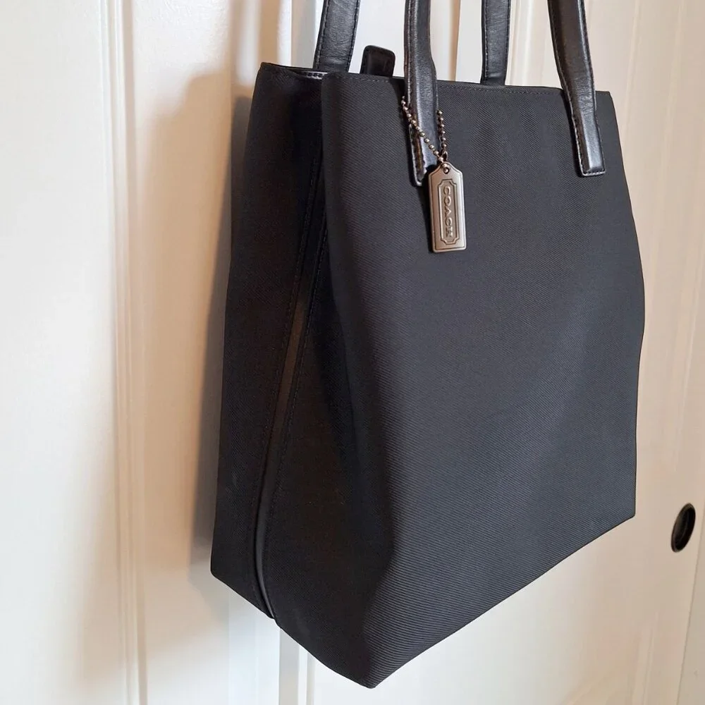 Coach VTG Mercer Y2K Black Twill & Leather Minimalist Shoulder Bag Tote